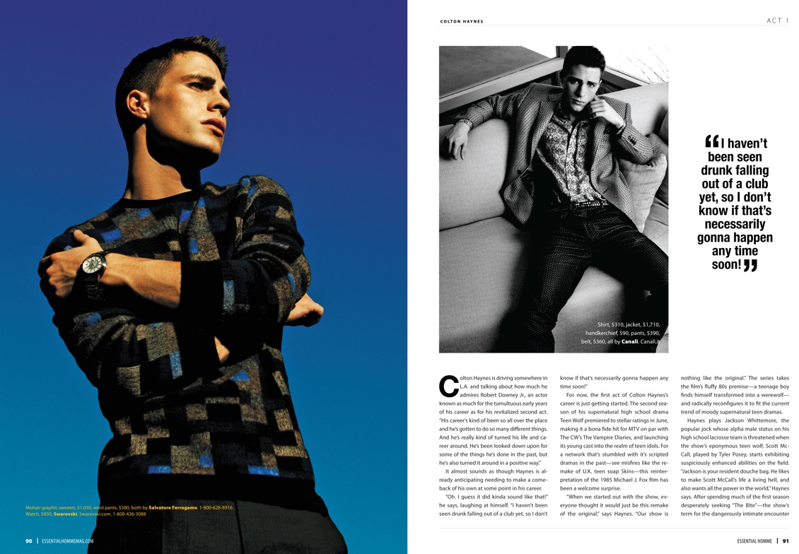 Colton Haynes by Matthew Lyn for Essential Homme