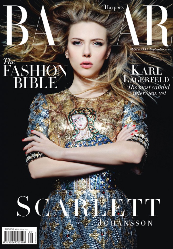 poster advertising Louis Vuitton handbag with Scarlett Johansson
