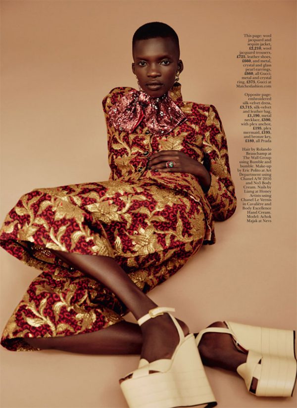 Rich Rewards with Achok Majak for Marie Claire UK September 2016