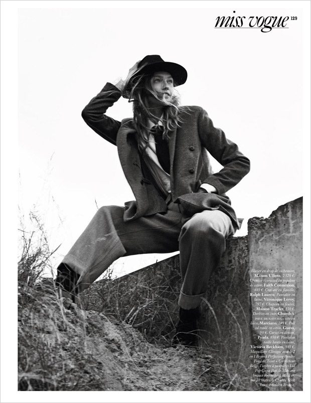Sasha Pivovarova Stuns in FW16 Suits for Vogue Paris November Issue