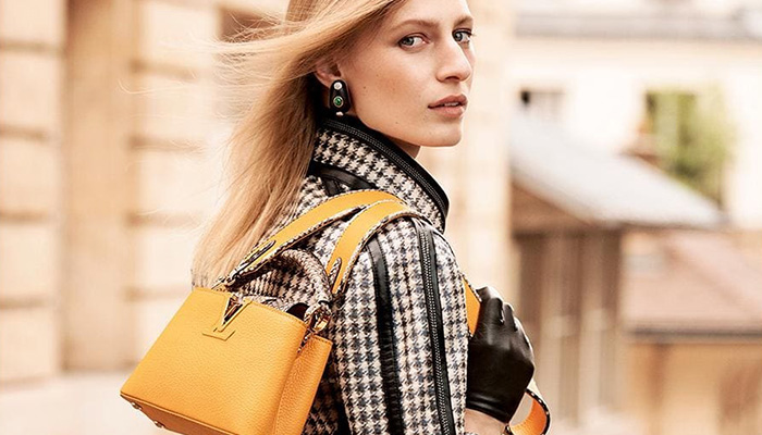 Julia Nobis Poses With Louis Vuitton Capucines Bag for Fall '19